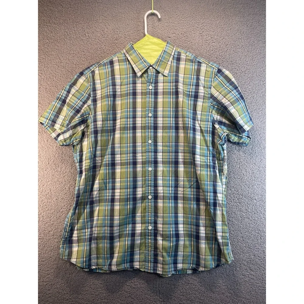Banana Republic Short Sleeve Shirt Men's Size XXL Plaid Preppy Casual